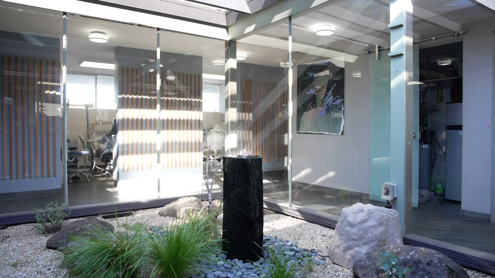 Office walkthrough video clip showing natural light