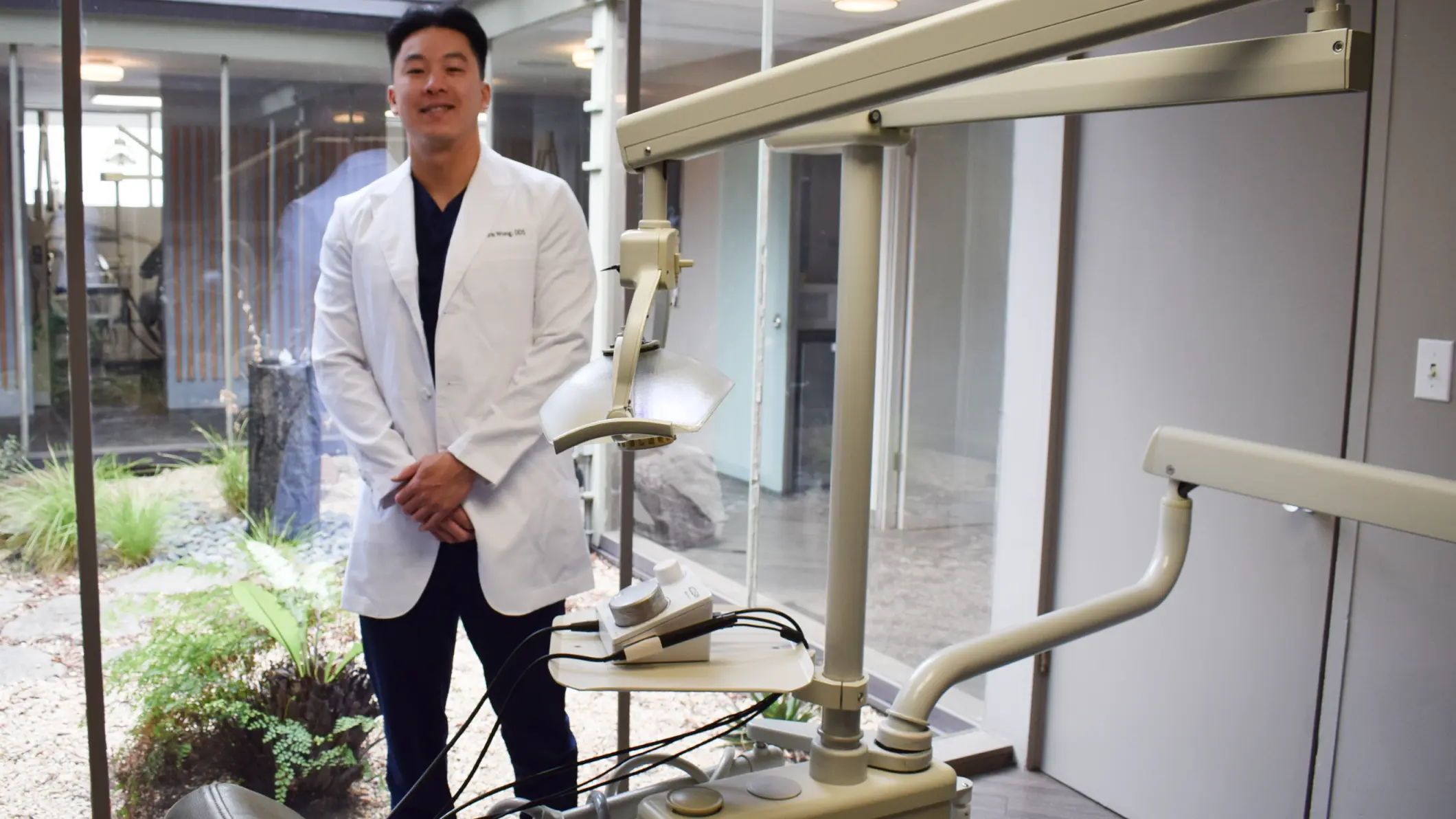 Warm reception area with Dr. Wong